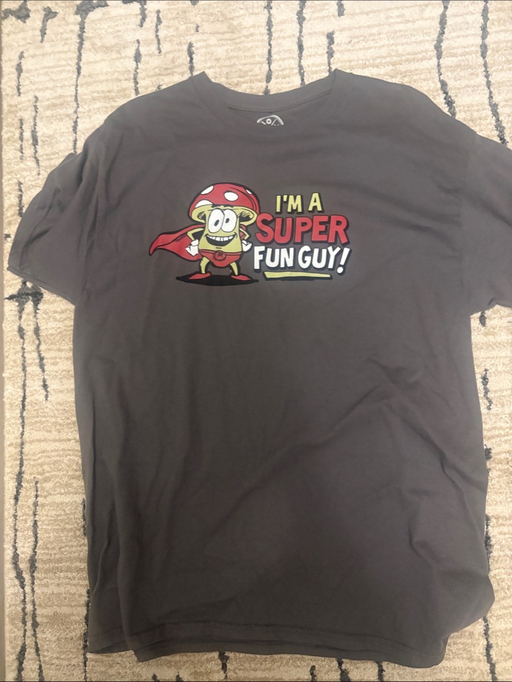 Graphic 'I'm a Super Fun Guy' Short Sleeve Tee - Dark Gray